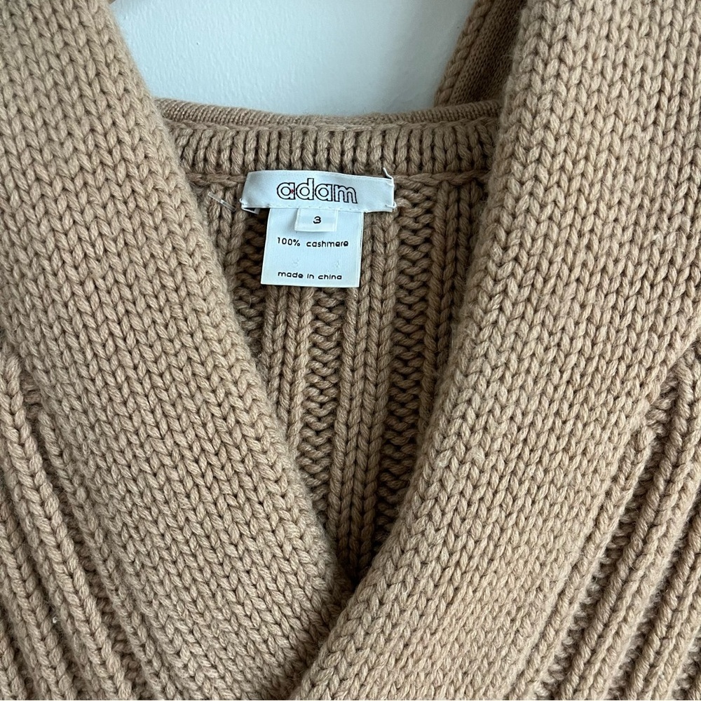 adam (by Adam Lippes) Cashmere Hooded Sweater, Tan, M - Picture 4 of 9